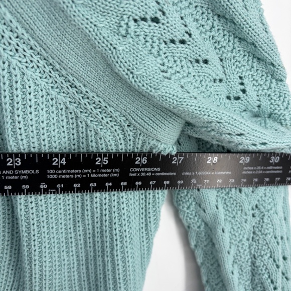 Torrid Pointelle Cardigan Balloon Sleeve Sweater Blue 5X Open Comfy Cozy Holiday - Picture 7 of 12
